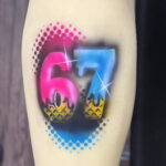 "67" Airbrush Tattoo by Air and Ink Airbrush tattoos and face paint in Winnipeg Manitoba and Northwestern Ontario