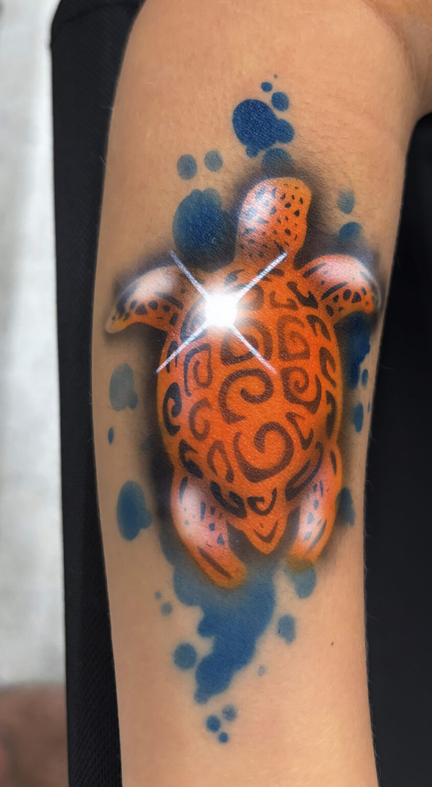 Turtle Airbrush Tattoo by Air and Ink - Airbrush Tattoos and Face Painting Winnipeg